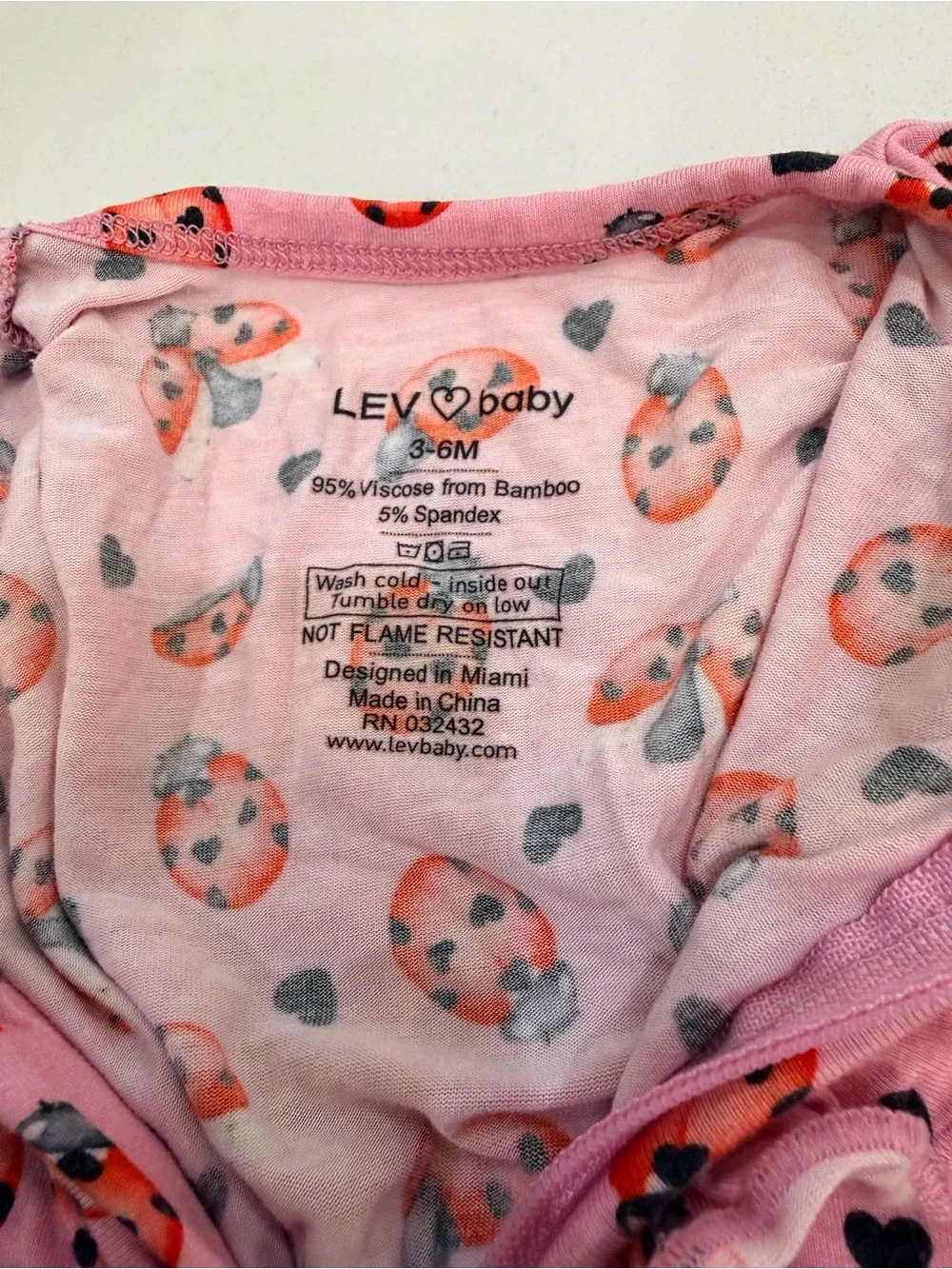 Bamboo Pink Ladybug Ruffle Zip One-Piece for Kids - Lev baby